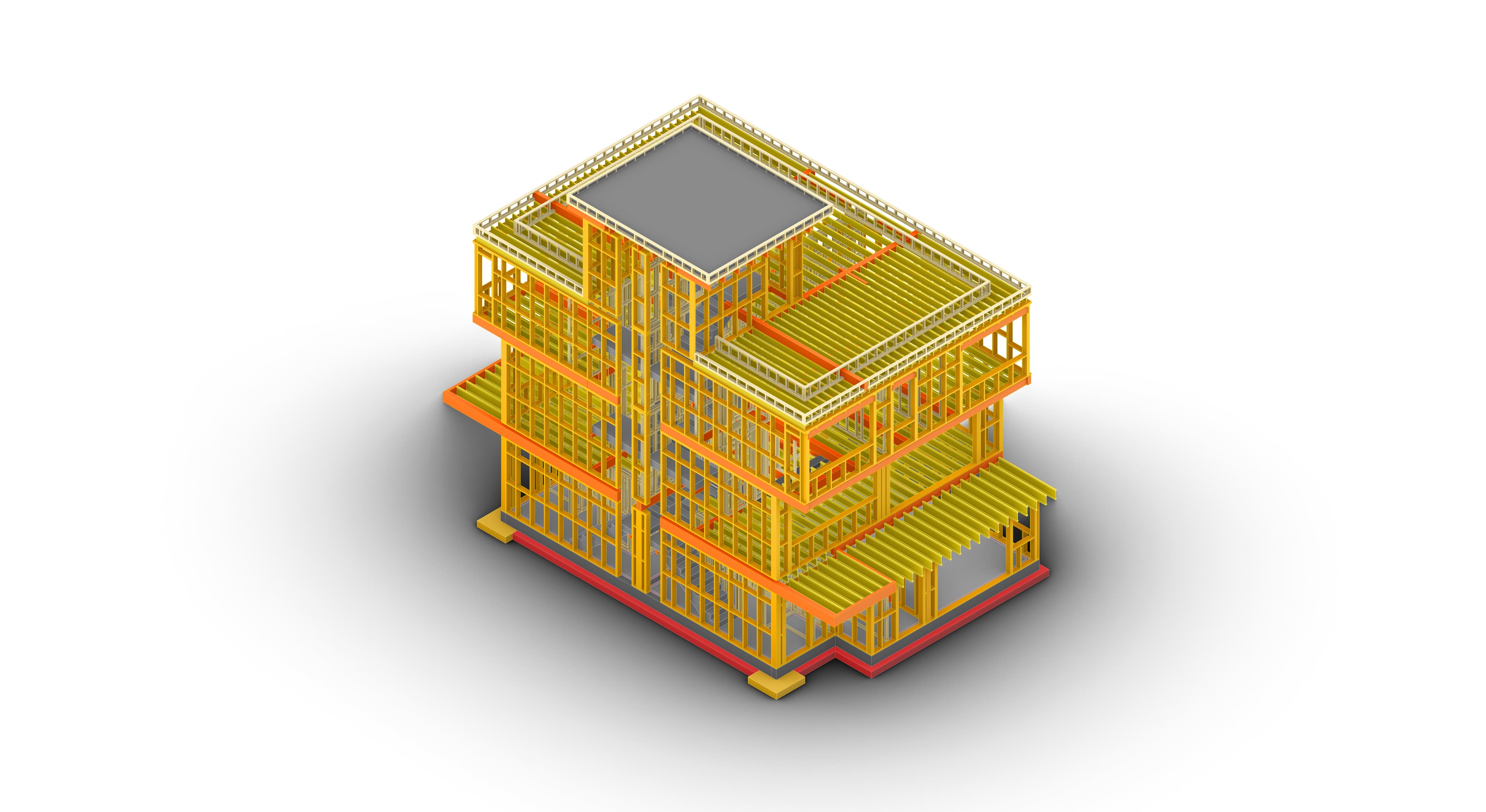 GH_test11 四层木框架住宅协调模型，23D 输出。